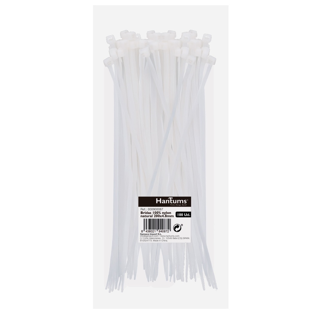 Bolsa 100u bridas 100_ nylon 200×4.8mm Natural