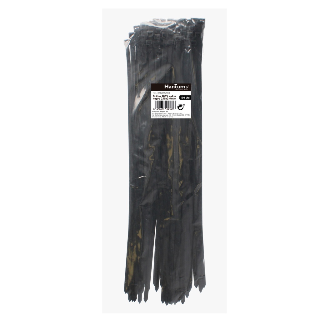 Bolsa 100u bridas 100_ nylon 250×3.6mm Negro